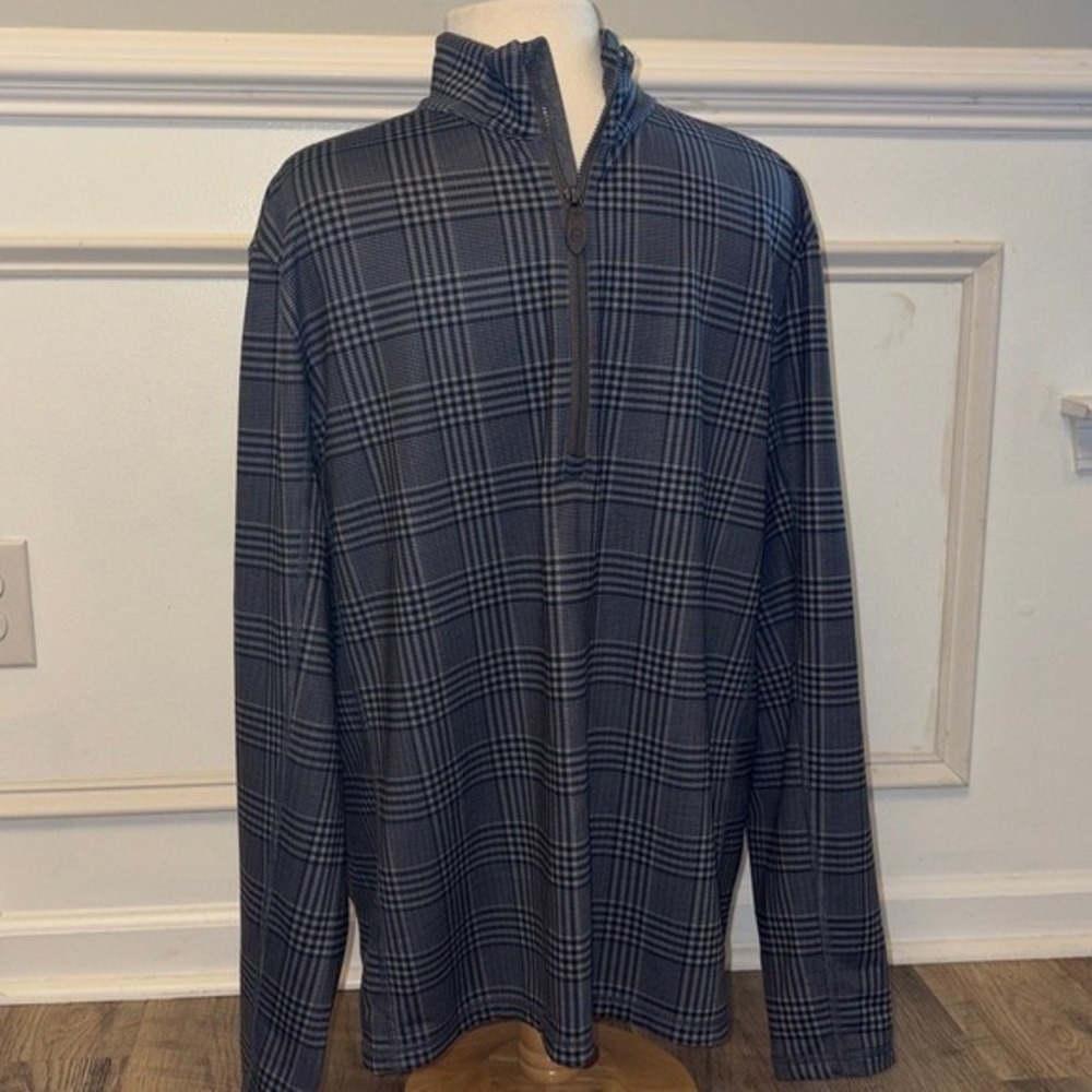Vineyard Vines Jim Nantz Mens Grey Plaid 1/4 Zip Golf Pullover Sweater Large - Picture 4 of 6